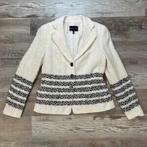 Rena Lange Ivory Black Tweed Blazer Jacket Made in Germany Textured 2000s 6